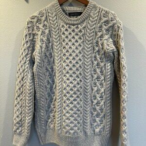 Irelands Eye Dublin Wool Sweater Size S 🇮🇪 Fisherman - Gray